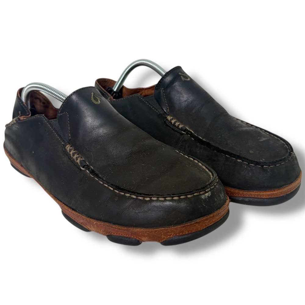 OluKai Moloa Slip On Loafer Men 10.5 Black Quiet Luxury Coastal